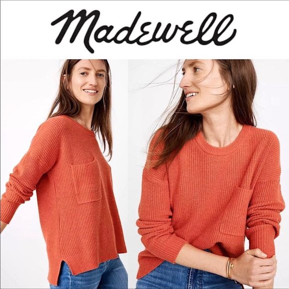 Madewell Sweaters - Madewell Thompson Pocket Pullover Sweater Lipstick